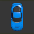 Shiny Sleek Blue Sports Car With Rear Spoiler On Reflective Surface