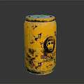 Detailed Golden Rusted Bierhalle Barrel With Skull Organ And Hair Texture
