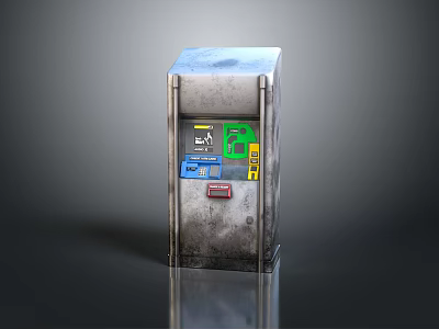 Automated Teller Machine With Metallic Casing Control Panel Colored Buttons And Display Screen 3d model