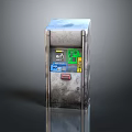 Automated Teller Machine With Metallic Casing Control Panel Colored Buttons And Display Screen