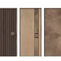 Modern Interior Hinged Doors With Wooden Texture And Diverse Handle Designs 3d model