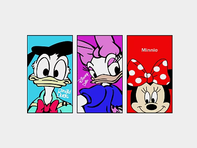 Colorful Character Portraits Featuring Donald Duck Daisy Duck and Minnie Mouse 3d model