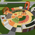 Modern Gate Demonstration Area Large Landscape Community Gate 3d model