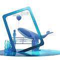 Check in Photo Spot with Blue Frame Whale Balloon Seaweed and Railing