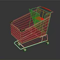 Durable Metal Shopping Cart With Red Handle And Wheels Retail Equipment For Shopping