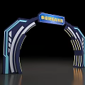 Happy Joyful Event Gateway at Changlong with Modern Arch Design and Blue Lighting