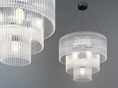 Elegant Modern Kitchen Interior With Stylish Hanging Crystal Chandelier Design 3d model