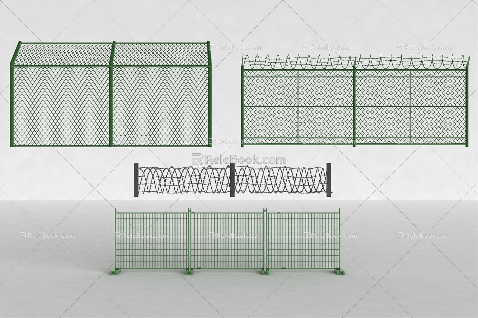 Modern barbed wire mesh fence grid metal mesh fence anti-theft net 3d model