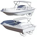 Orange And White Wooden Boat With Canopy And Comfortable Seats Design
