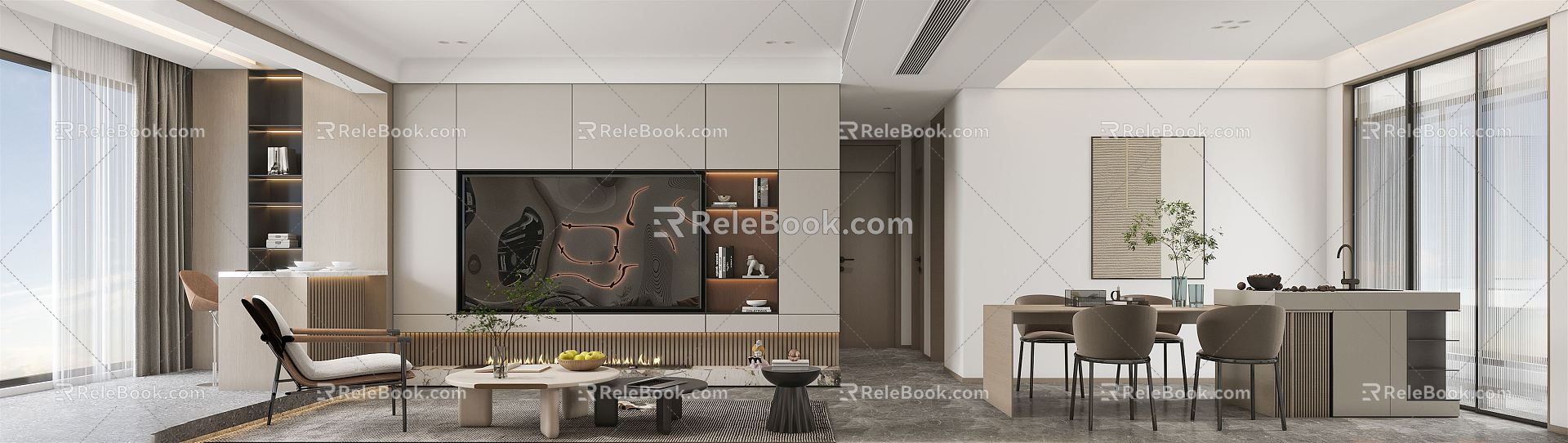 Modern Guest Dining Room Living Room 3d model