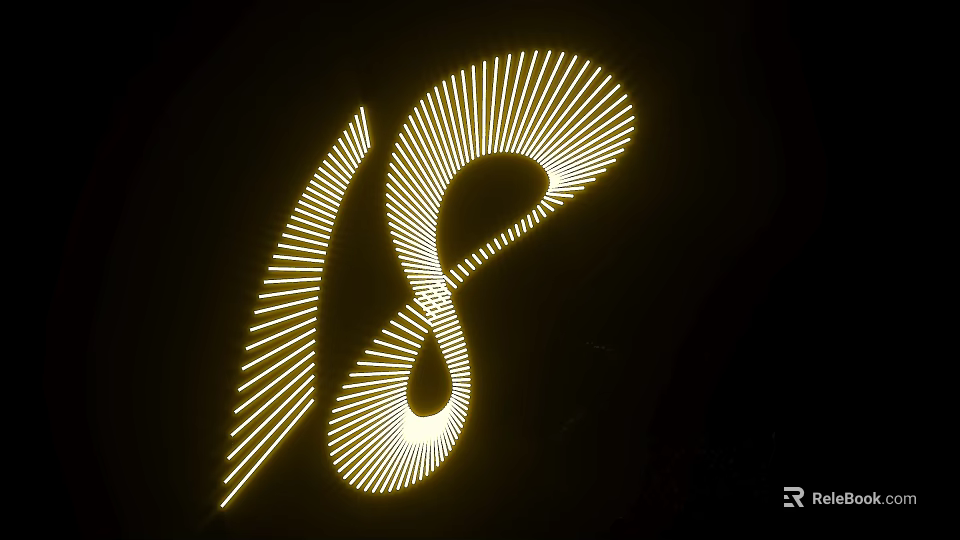 Illuminated Art Installation With Linear Glowing Lines And Curved Spiral Design 3d model 