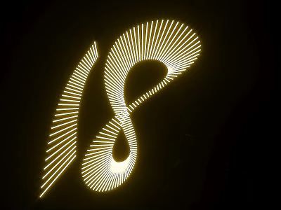 Illuminated Art Installation With Linear Glowing Lines And Curved Spiral Design 3d model