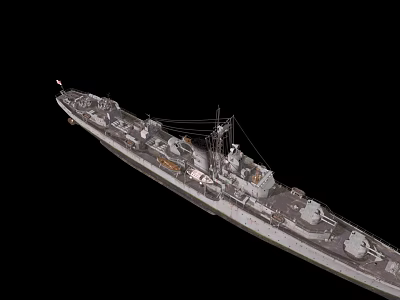 Detailed Warship Displaying Deck Turrets Mast And Hull Structure Details 3d model
