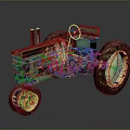 Vintage Green Tractor With Large Black Tires And Classic Retro Design
