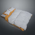 Modern Cozy Bed Setup With White Comforter Soft Pillows And Orange Trim 3d model