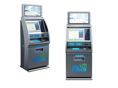 Commercial Self Service Bus Ticketing Kiosks With Touchscreen Displays And Payment Interfaces 3d model