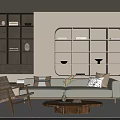 Quiet sofa tea table combination 3d model