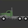 Green Semi Truck Model With Silver Cab And Black Wheels Design