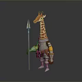 Game Movie Giraffe Character Wearing Armor And Holding Wooden Spear