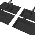 Black Modern Kitchen Sinks With Faucets And Drain Boards Design 3d model