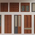 Various Wooden Wardrobe Doors With Glass Panels Patterned Details And Slatted Styles