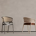 Minimalist Wicker Backrest Chairs With Metal And Wooden Legs In Neutral Room