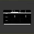 Dark Wooden Kitchen Sink Cabinet With Double Sink Silver Faucet Drawers And Countertop