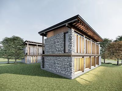 New Chinese Homestay Village Self-built House Village Homestay Hotel Homestay Single-family Villa 3d model