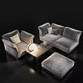 Modern Sofa Coffee Table Combination Modern Living Room Sofa Multi-person Sofa Coffee Table Carpet Pillow Blanket Table Lamp Simple 3d model
