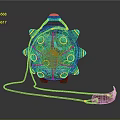 Turtle Shell Shaped Decorative Bag With Turquoise Ornaments Gold Details And Leather Strap