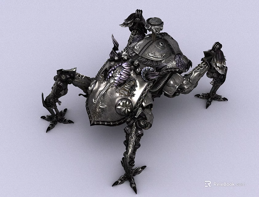 Detailed Game Movie Character Mechanical Creature With Metal Armor Spiked Limbs And Intricate Design 3d model 