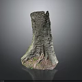 Wooden Stone Decorative Sculpture Featuring Tree Stump Shape Detailed Root Patterns and Earth Tone Accents