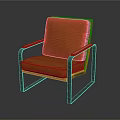 Orange Accent Chair With Wooden Armrests And Metal Frame Modern Design
