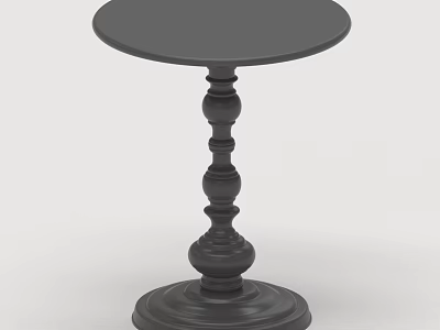 Black Round Coffee Table With Decorative Pedestal Base And Smooth Top 3d model