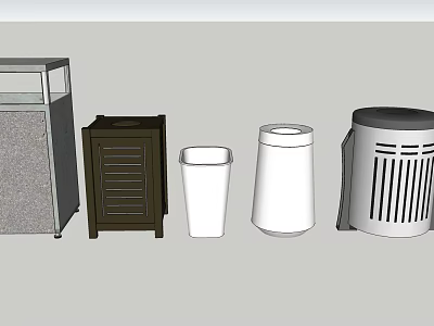 Public Facilities Featuring Different Designed Trash Cans For Public Spaces 3d model