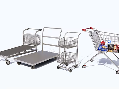Public Facility Different Types Of Metal Shopping Utility Carts With Wheels For Public Areas 3d model