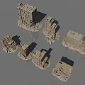 Building Components Of Collapsed Structures With Ruined Walls And Damaged Floors