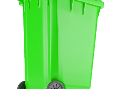Green Plastic Trash Bin With Wheels For Waste Disposal And Recycling Use 3d model