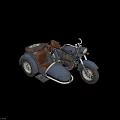 Vintage Blue Sidecar Motorcycle With Red Seat And Classic Design
