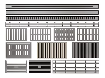 Bathroom Accessories Featuring Multiple Drain Grate Designs With Various Patterns 3d model