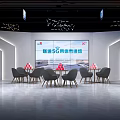Modern Exhibition Booth With Unicom 5G Broadband Selection Large Screen Display And Tables Chairs