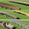 Modern Bridge Designs With Various Curved Spiral Wooden And Metal Structural Elements