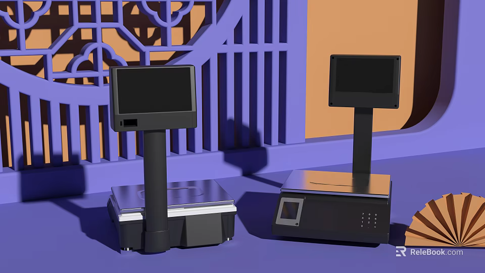 Modern Commercial POS Equipment With Digital Display Screens For Retail Business 3d model 