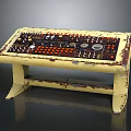 Vintage Yellow Electronic Console With Rusted Frame And Control Buttons Knobs 3d model