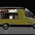 Choco Cake Food Truck with Yellow White Body Open Awning Serving Window and Menu Board