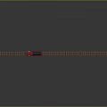 Small Red and Blue Toy Train Moving on Long Railway Track