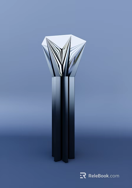 Modern Outdoor Light With Geometric Angular Top And Black Cylindrical Base 3d model 