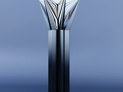 Modern Outdoor Light With Geometric Angular Top And Black Cylindrical Base 3d model