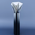 Modern Outdoor Light With Geometric Angular Top And Black Cylindrical Base