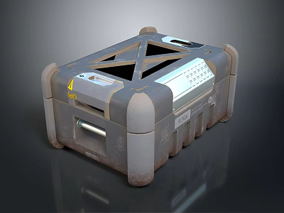 Rugged Equipment Enclosure With Protective Corners Top Frame Control Panel Handle And Warning Label 3d model